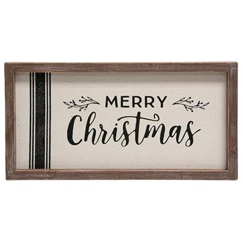 Grain Sack Framed Sign 'Merry Christmas'