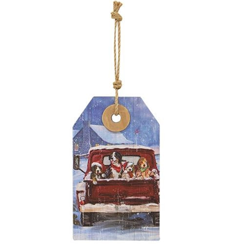 Winter Truck Scene Wooden Tag