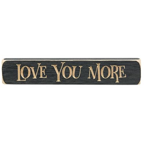 Love You More Engraved Block Dark Gray