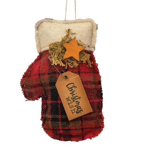 Christmas Wish Plaid Mitten Ornament