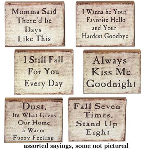 Wood Block w/Sayings Everyday Assortment