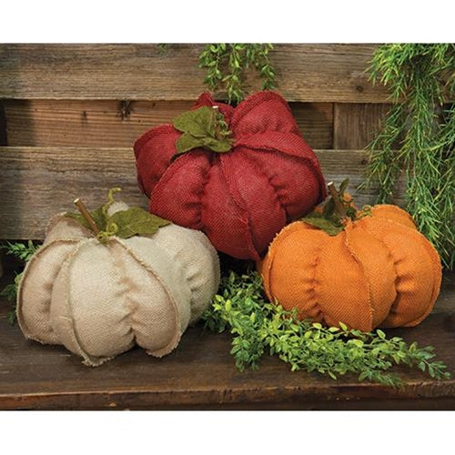 Large Burlap Pumpkins 3 asst.