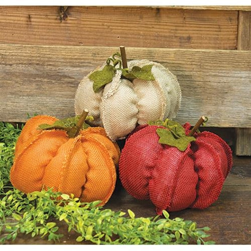 Medium Burlap Pumpkins 3 asst.