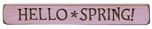 Hello Spring Engraved Block 12"