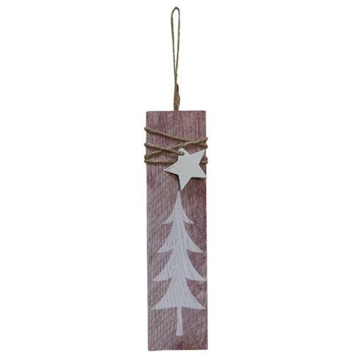 Tree w/Tin Star Rectangle Ornament 7"