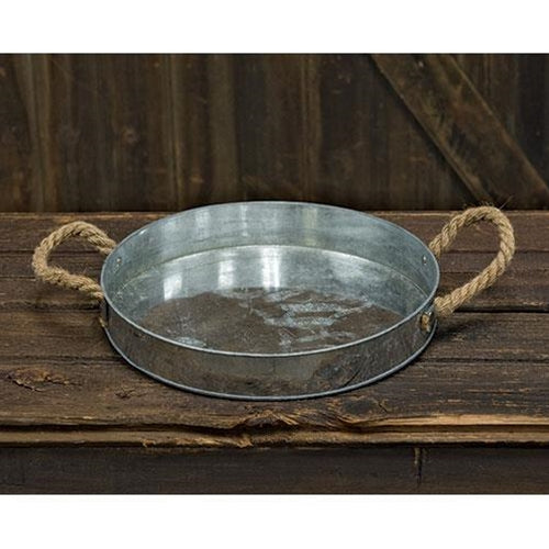 Galvanized Tray w/ Rope Handles